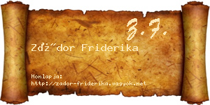 Zádor Friderika névjegykártya